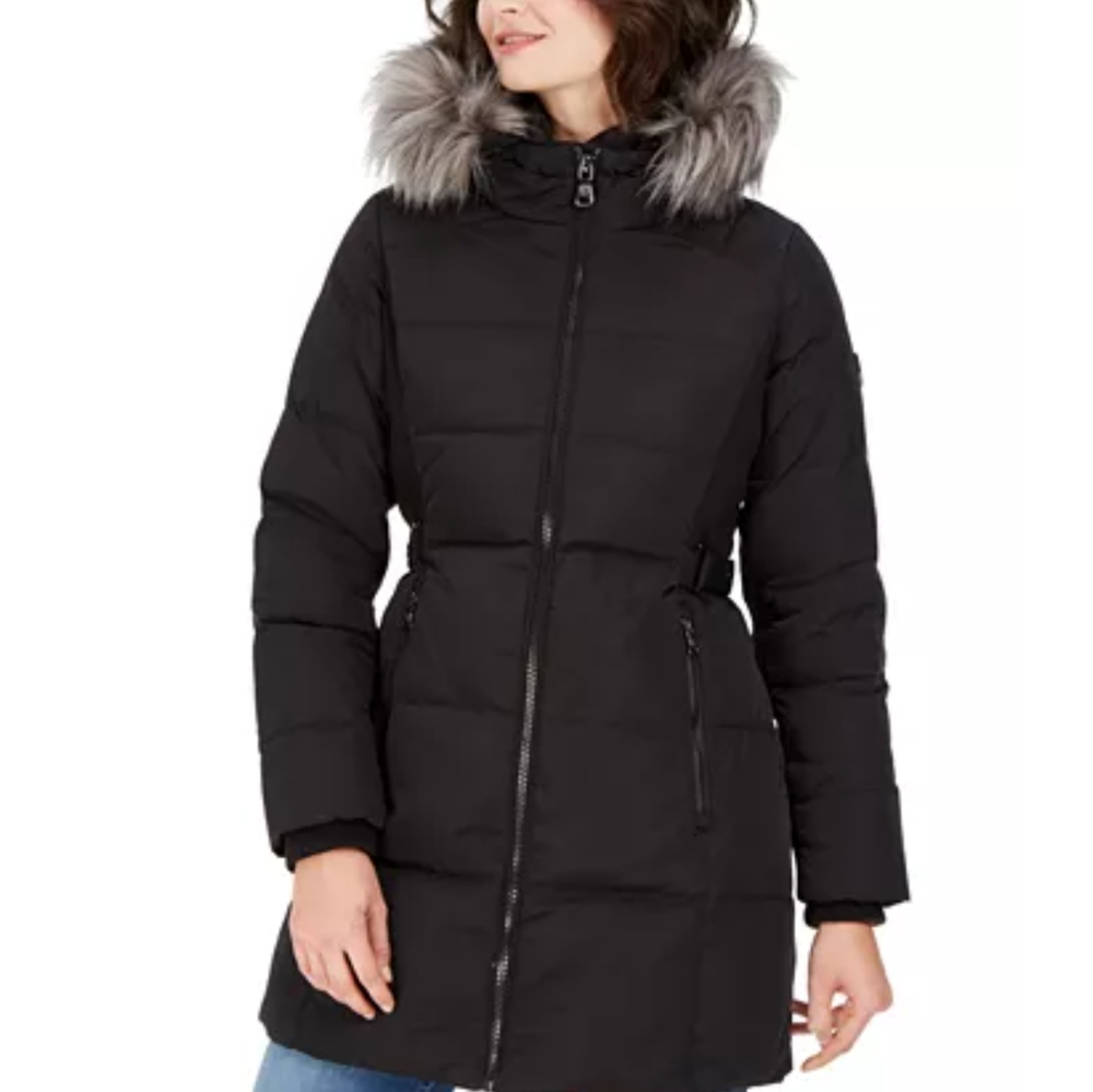 Vince Camuto Faux-Fur-Trim Down Puffer Coat